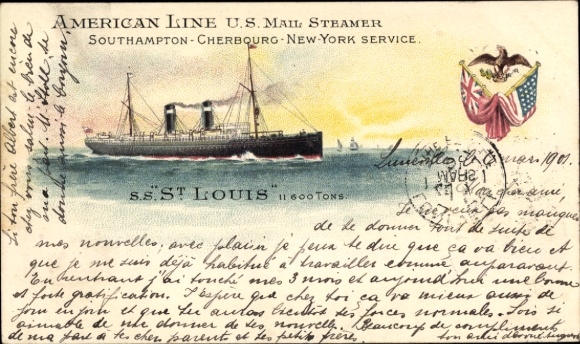 Postcard steamer SS St. Louis, American Line
