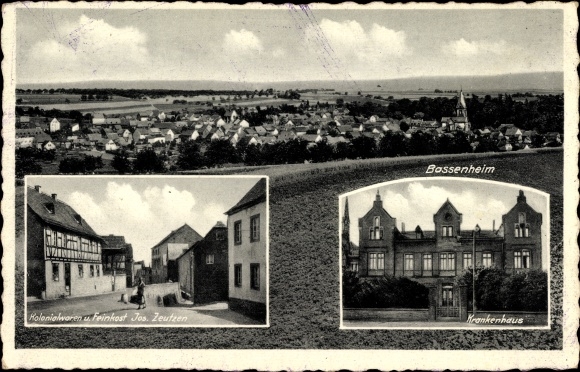 Ak Bassenheim in Rheinland Pfalz, Totale, Kolonialwaren und Feinkost Jos. Zeutzen, Krankenhaus