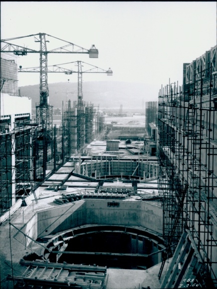 Photo Marckolsheim Alsace Bas Rhin, nuclear power plant under construction, Henri Baranger 1960, La Photothèque EDF