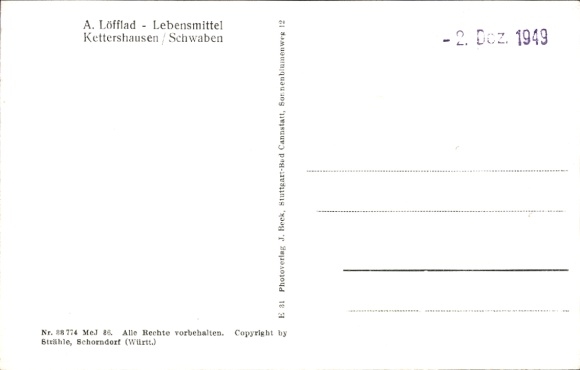 Postcard Kettershausen in Swabia, aerial photograph, commercial building A. Löfflad