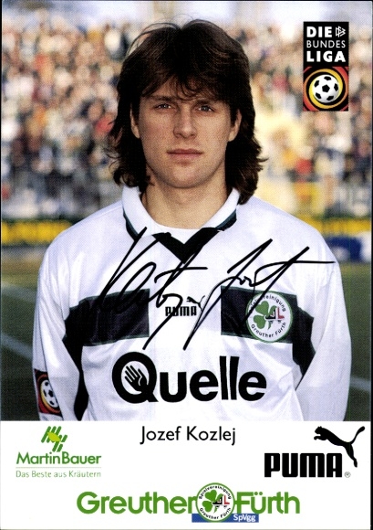 Autograph card footballer Jozef Kozlej, SpVgg Greuther Fürth, autograph