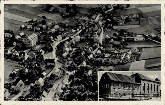 Postcard Zschorlau in the Ore Mountains, aerial photograph