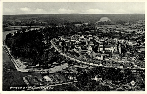 Postcard Breisach am Oberrhein, aerial view of Breisach, Rhine, city view