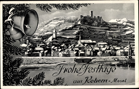 Artist PC Kobern Gondorf on the Moselle, place in winter, bells, Christmas