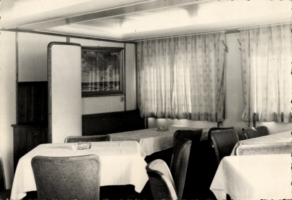 Postcard Weiße Flotte Stralsund, MS Seebad Ahlbeck, dining room