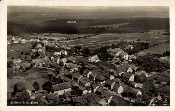 Postcard Hohegeiß Braunlage in the Upper Harz, aerial photograph