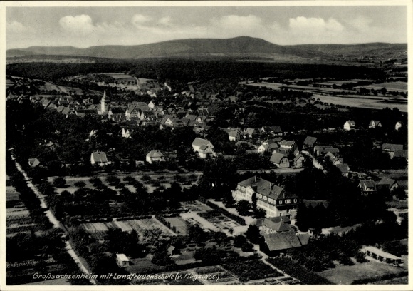 Postcard Großsachsenheim Sachsenheim in Württemberg, rural women's school, aerial photograph