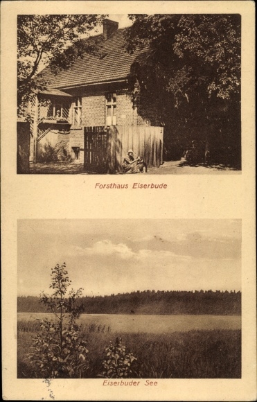 Postcard Eiserbude Biesenthal in Barnim, view of the forester&#39;s house, Eiserbuder See