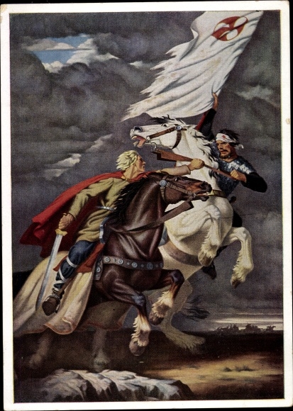 Künstler Ak Kampf, H., Um die Fahne, HDK 198