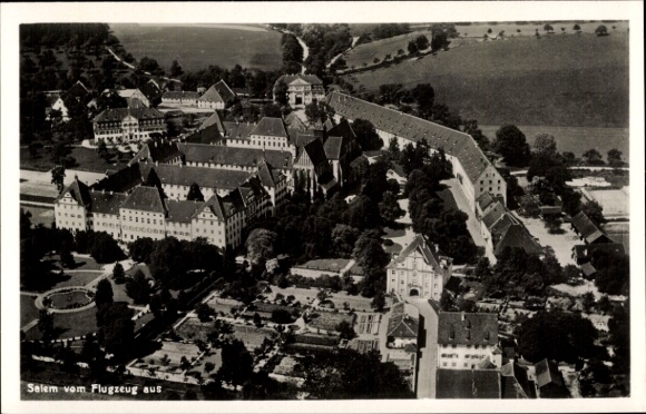 Postcard Salem in the Bodenseekreis Baden, Imperial Abbey, aerial photograph