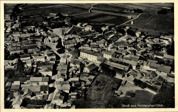 Postcard Holzkirchen in Upper Bavaria, aerial photograph