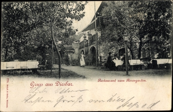 Ak Diesbar Seußlitz Nünchritz aan de Elbe, Restaurant zum Rosengarten
