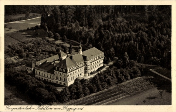 Ansichtkaart Langensteinbach Karlsbad Baden Württemberg, Bijbelhuis, luchtfoto