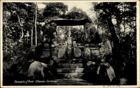 Ak Demmin in West-Pommeren, Uhlanmonument