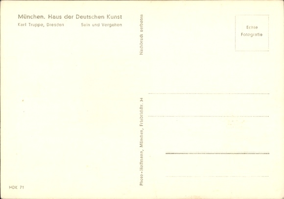Artist Postcard Troupe, Karl, being and passing, female nude, old woman, HDK 71, Photo Hoffmann