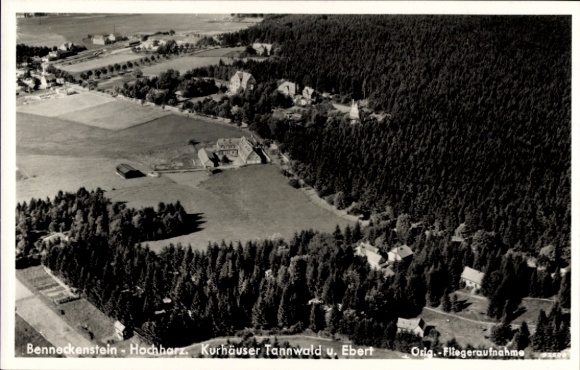 Ak Benneckenstein Oberharz am Brocken, luchtfoto, kuuroorden Tannwald en Ebert