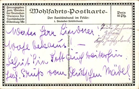 Artist Postcard vd Heide, JW, medical dog, German Shepherd