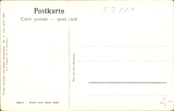 Artysta KP Hoffmann, H., Bonn am Rhein, widok ze starego mostu celnego, łódź