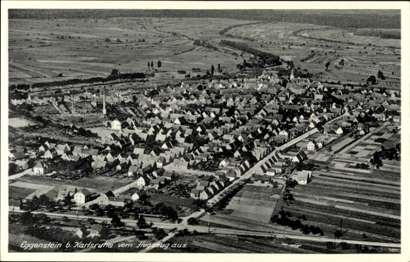 Postcard Eggenstein Leopoldshafen am Rhein, aerial photograph