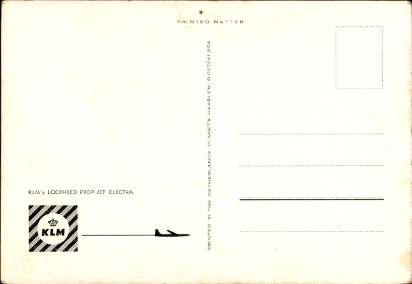 Artist Postcard Passenger Aircraft Prop-Jet Electra, KLM