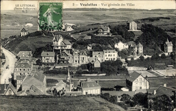 Postcard Veulettes Seine Maritime, general view of the villas