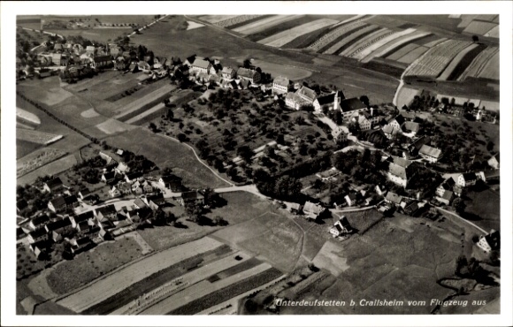 Postcard Unterdeufstetten Fichtenau in Württemberg, aerial photograph
