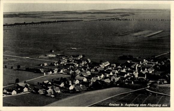 Postcard Graben Schwaben, aerial photograph