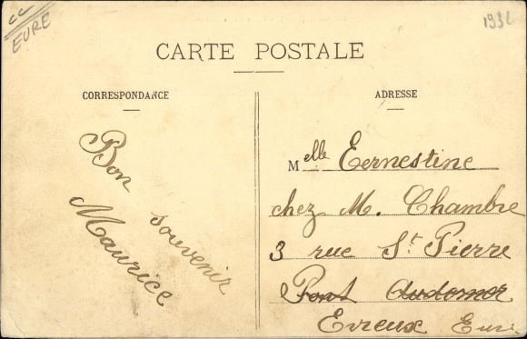 Postcard Broglie Eure, Town Hall Square