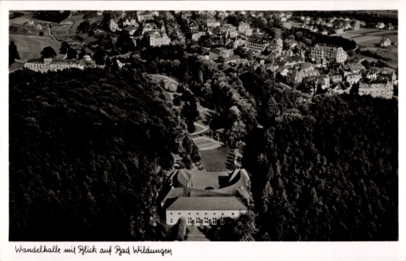 Postcard Bad Wildungen in Hesse, Wandelhalle, view of landscape, architecture