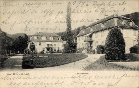 Postcard Bad Brückenau in Sinntal Lower Franconia, castle hotel, gardens, classical architecture