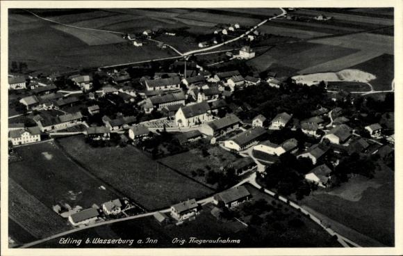 Postcard Edling in Upper Bavaria, aerial photograph