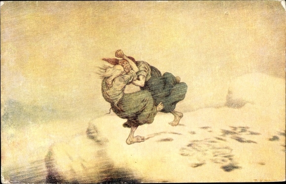 Artist Postcard Kittelsen, Th., Trollkjerringer pa Norefjell