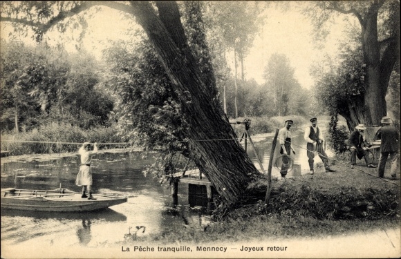 Ansichtkaart Mennecy Essonne, La Peche tranquille, Joyeux retour