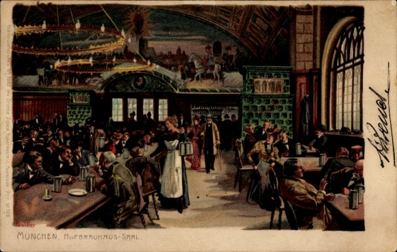 Künstler Ak Hey, Paul, München, Hofbräuhaus Saal