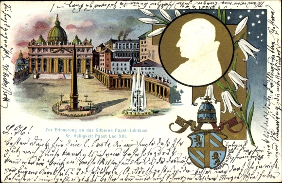Wytłoczony lito Watykan, Papież Leon XIII, Vincenzo Gioacchino Pecci, Srebrny Jubileusz, Herb