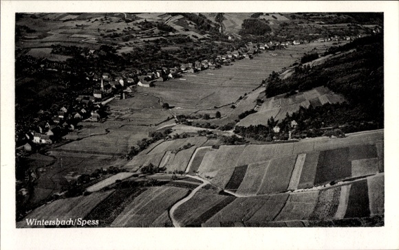 Postcard Wintersbach Dammbach in the Spessart, aerial photograph