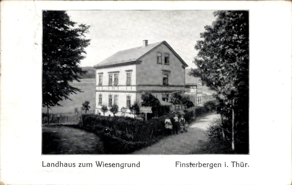 Postcard Finsterbergen Friedrichroda in the Thuringian Forest, country house, landscape, architecture, plants, M