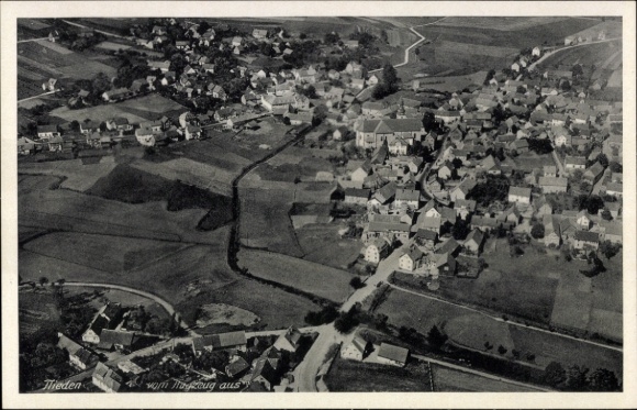 Postcard Flieden in the district of Fulda in Hesse, aerial photograph