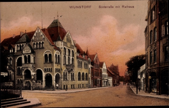 Postcard Wunstorf in Lower Saxony, Südstrasse, town hall