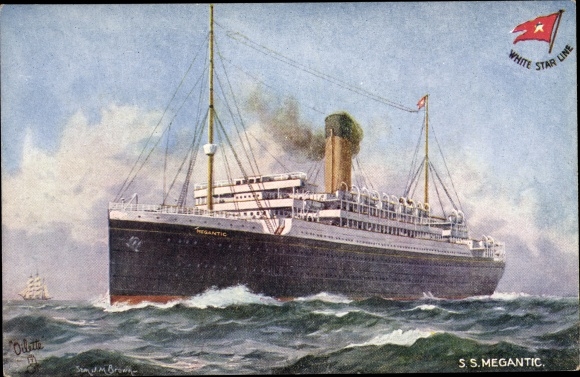 Artist Postcard steamship SS Megantic, White Star Line