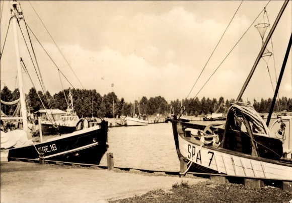 Postcard Seebad Freest Kröslin in Western Pomerania, harbor