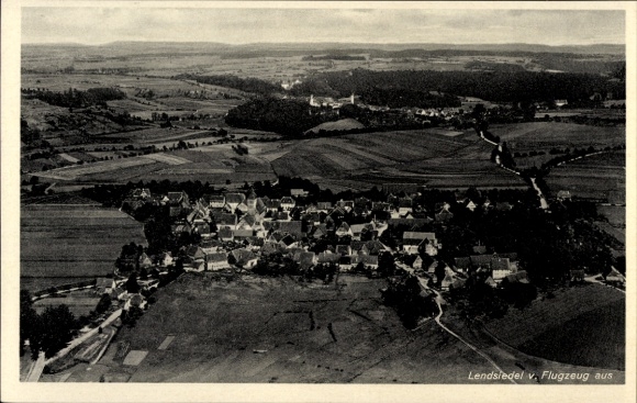 Ak Lendsiedel Kirchberg an der Jagst in Baden Württemberg, Luftaufnahme von  landschaftliche Ansi
