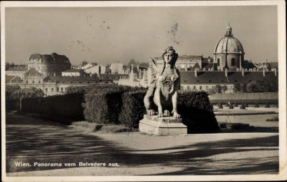 Postcard Vienna 3 country road, panorama, view from Belvedere Palace