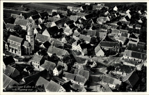 Ak Rammingen in Württemberg, Luftaufnahme von Rammingen, schöne Dörfer, Kirchen, Häuser