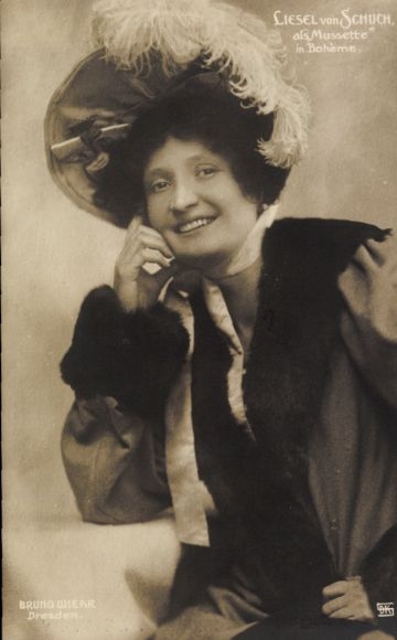 Ak Opernsängerin Liesel von Schuch, Musette in Bohème