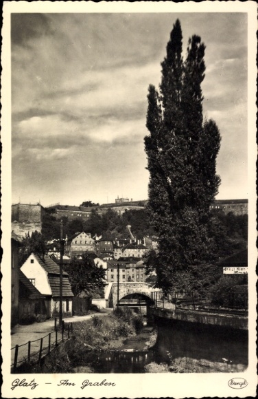Postcard Kłodzko Glatz Silesia, Graben