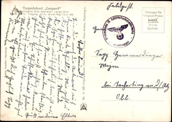 PC German warship, torpedo boat Leopard, LP, Kriegsmarine
