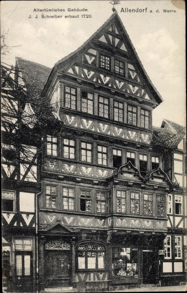 Postcard Allendorf an der Werra Hessen, Ancient Building, 1720 by JJ Schreiber