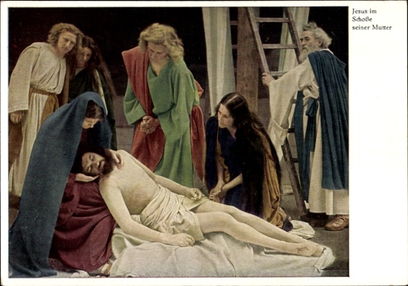 PC Oberammergau in Upper Bavaria, Jesus in his mother's lap, Passion Play 1930