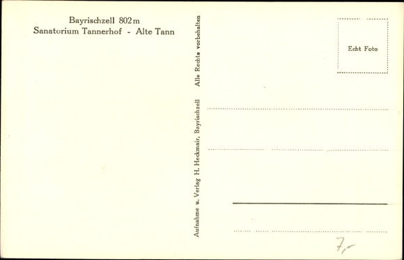 Postcard Bayrischzell in the Mangfall Mountains in Upper Bavaria, Sanatorium Tannerhof, Alte Tann